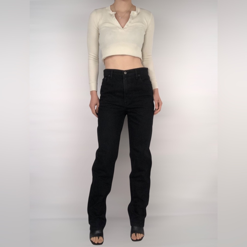 Abercrombie and Fitch Ultra High Rise 90s Straight Jeans Black Long Size 28